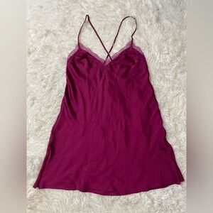 Victorias Secret Y2K Fairy Purple Lace Silk Slip Chemise Nightie Nightgown S VS